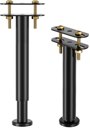 VETIN Lot de 2 Pieds de Support de Lit Réglables en Hauteur, Adaptés aux Cadres de Lit 25-43cm, aux Lattes Centrales de Lit et aux Pieds de Support de Meubles, Installation sans Perçage