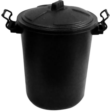 Generic ND HOME ESSENTIALS Medium Black Plastic Bin Heavy Duty Refuse Bin With Lockable Lid Ideal for Outdoor/Rubbish/Waste/Dustbin/Animal Feed 50Litre