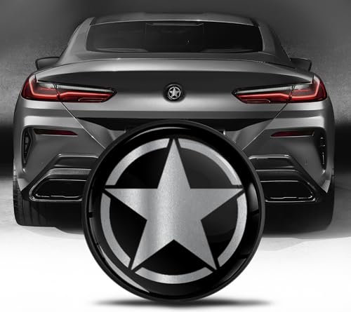 Biomar Labs Kompatibel mit BMW Emblem 51148219237 Kofferraum Abzeichen 74mm Heckklappe Plakette Schwarz Silber Stern EZ 32