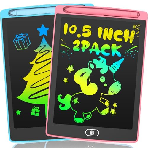 LCD Schreibtafel Spielzeug für Kinder 10.5 Zoll, 2er-Pack Maltafel, LCD Schreibtafel für Kinder, Spielzeug für Kinder, Bunte Kritzeleien, Geschenke für 3-8 Jährige Mädchen Jungen