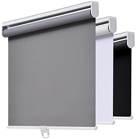 AOSKY Cordless Roller Shades Blackout Blinds for Windows Room Darkening Rolled Up Shades with Spring System, UV Protection Window Shades Door Blinds for Home 51W x 183H cm (20 W x 72 H),Grey