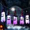 Shinybox Halloween Lampe, 5 Stück Hängende Geister mit Hexenhut, Halloween-Deko Garten Outdoor mit LED, Hängend Leuchtend Geist Hexenhut Halloween Deko Garten, Halloween Party Garten Dekoration