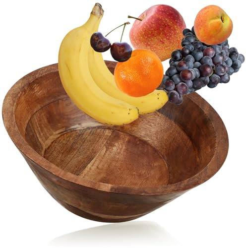 com-four® Bol décoratif en Bois d'acacia - Bol à Fruits Moderne - Bol à Snack Rustique Ø 29 cm - Bol de Service de Forme Conique - Décoration d'intérieur Naturelle en Bois - Saladier