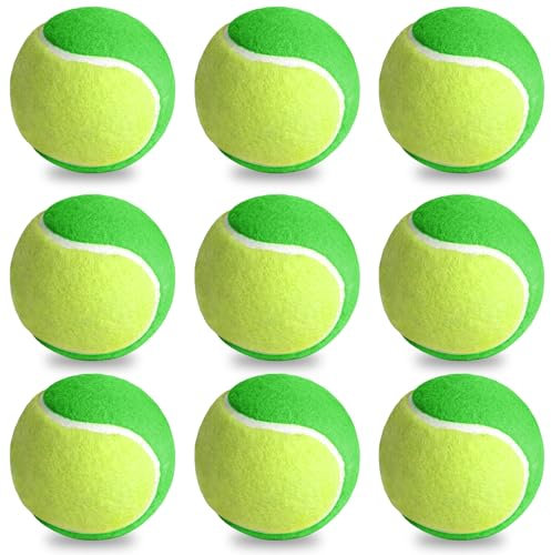 GBKDQQ 9 Stück Tennisbälle Stage1, Trainingsbälle 25% Druckreduziert Tennisball Anfänger Tennis Training Balls Kinder Tennisbal Methodikbälle für Kinder/Einsteiger/Haustiere, Grün