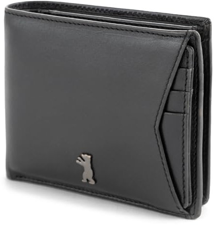 Berliner Bags Premium Geldbörse Kiel, Portemonnaie mit RFID-Schutz, Geldbeutel aus Leder mit Ausweisfach und Kartenetui, für Herren - Schwarz