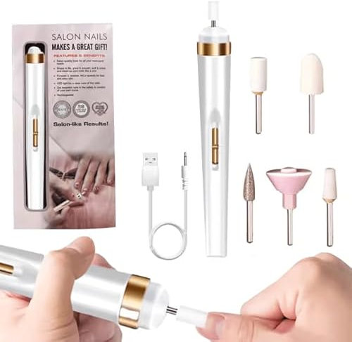Professional Electric Nail Drill - High-Speed E File Nail Drill Machine - Versatile Salon Quality Tool for Manicure & Pedicure - White