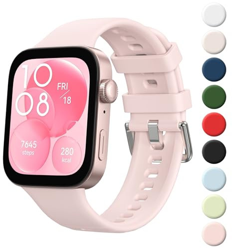 Meliya Correa para Huawei Watch Fit 3 Mujer Hombre,Pulsera Suave Silicona Deportiva para Huawei Watch Fit 3(Rosa)