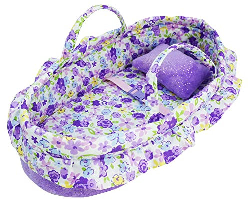 Lullaberry Cozy Dream – tragbare Puppenwiege, geeignet für Puppen bis zu 45,7 cm, weiches Kissen und Sicherheitsschnalle enthalten, Violett