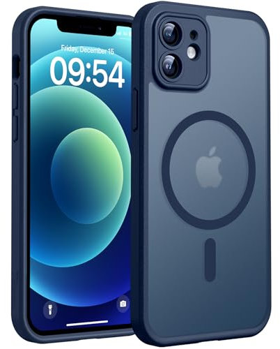 TOCOL für iPhone 12 Hülle für Magsafe, Vollständiger Kameraschutz Stoßfest Kratzfest Transluzente Rückseite Magnetisch Handyhülle für iPhone 12 Case, Blau
