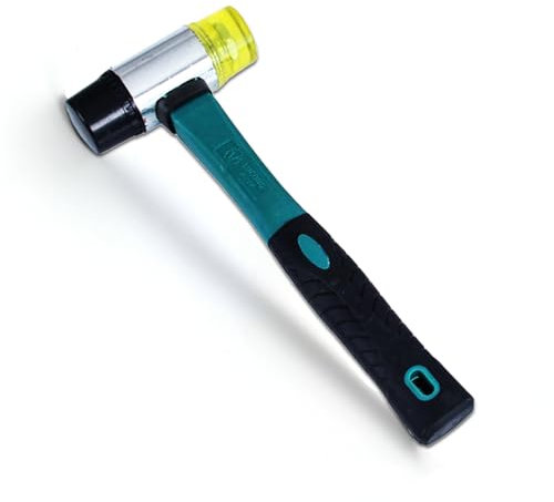 Gummihammer Klein, Schonhammer 25mm, Camping Hammer, Simplex Hammer, Gummihammer Pflasterhammer, Kunststoffhammer, Doppelkopfhammer mit Rutschfestem Gummigriff für Holz, Kunststoff, Leder