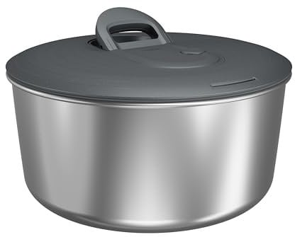 Zyliss Easy Spin Salatschleuder Edelstahl Groß, 6L, Mit Seilzug, Rutschfester Boden, Servierschüssel, AquaVent™-Technologie, Stopptaste, leicht zu reinigen