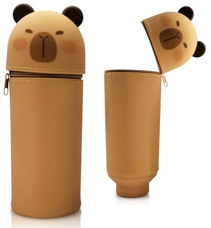 Silikon Federmäppchen mit Tierdesign - Süßes 2-in-1 Schulmäppchen aus weichem Silikon | Federmappe & Stiftehalter | Schlampermäppchen für Schule, Büro (Wasserschwein)