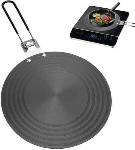 RANJIMA Induktion Adapterplatte, 24cm Induktion Adapter für Induktionsherd mit Einklappgriff, Induktionsadapterplatte, Wärmediffusorplatte Geeignet für Gasherde, Bratpfanne, Fleisch Auftauen
