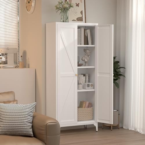 STEELIST Metall-Aufbewahrungsschrank, 165 cm hoch, mit verstellbaren Einlegeböden, freistehender Aktenschrank, Büroschrank mit Türen, ideal für Bad, Küche und Zuhause, Metal Pantry