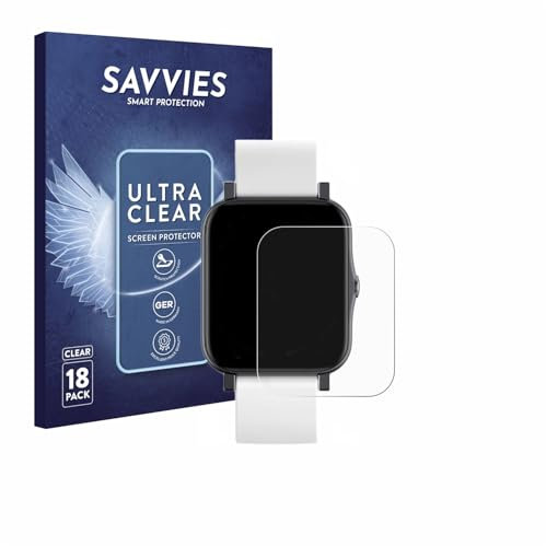 Savvies 18 Pack Screen Protector compatible with QNix Smartwatch Protection Film Clear