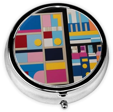Color Space Sense Mini-Pillendose, rund, kann in Brieftasche, Tasche, leicht und praktisch, 3 Fächer, tragbare Pillendose,