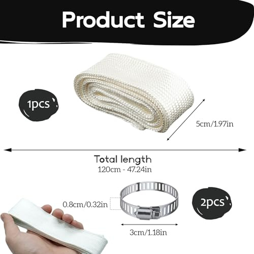 Manguito Térmico Aislante para Escape 120cm x 25mm de Diámetro para Grupo Electrógeno y Calentador Estacionamiento, Funda de Fibra de Vidrio Resistente Alta Temperatura y Abrazaderas Inoxidables