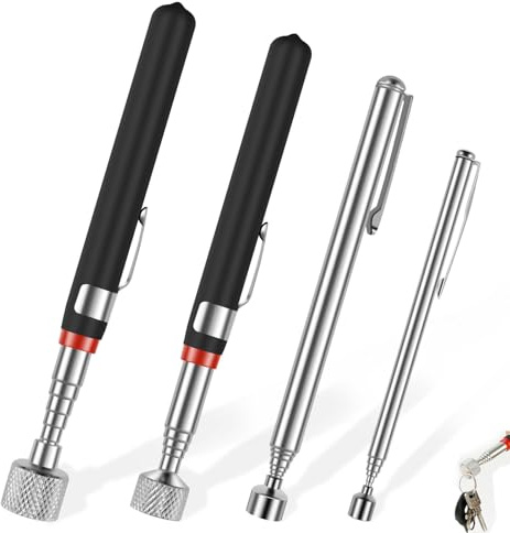 Goshoppers 4 Stück Teleskopstange Magnetstab,Starker Magnet Schlagstock Teleskop Pick Up Werkzeug 15lb 77cm Edelstahl Zeigestab Ausziehbar für Kfz Werkstatt Schrauben Mutter Schlüssel Metallteile