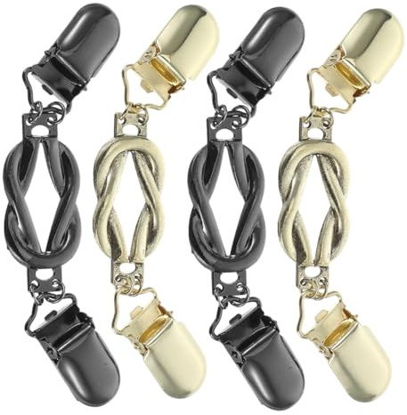 BESTonZON Lot de 4 Pinces à Pull Rétro pour Femme, Clips de Col en Métal Noir et Doré Ancien, Attaches pour Cardigan et Châle, Broches Vintage pour Robes et Écharpes, Accessoires Mode