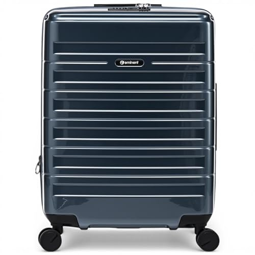 Eminent Voyager Handgepäck Koffer 55x40x20, Hartschalenkoffer leicht | 2,7 kg ultraleicht, 39L, erweiterbar 55x40x20 auf 55x40x23, TSA Schloss, 4 Rollen, Kabinentrolley, Makrolon, Dunkelgrau
