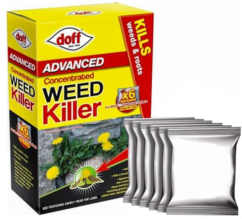 Doff Advanced Concentrated Weedkiller 80ml – Includes 6 Sachets, Garden Weed Treatment for Patio, Driveway, Paths & Outdoor Surfaces, Easy Mix Outdoor Solution