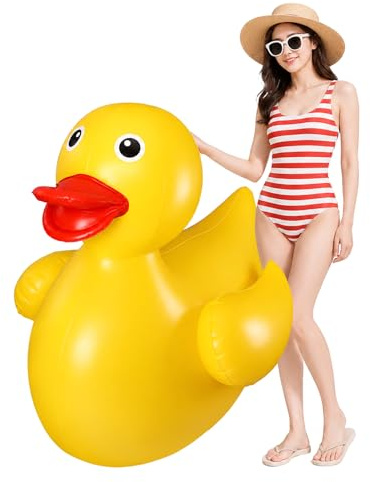 Fukaisu Canard Gonflable Géant pour Remise de Diplômes, 120 x 120 x 83 cm Grand Canard Gonflable pour Décoration Fête de Remise Diplômes Décoration Fête d'Été à la Plage ou à la Piscine (Jaune)