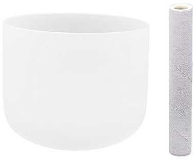Bol Chantant Cristal 8 Pouces, Bol Tibétain pour Méditation Yoga, Instrument Guérison Sonore 432-440Hz, Relaxation Anti-stress Équilibre des Chakras, avec Maillet et Anneau Caoutchouc