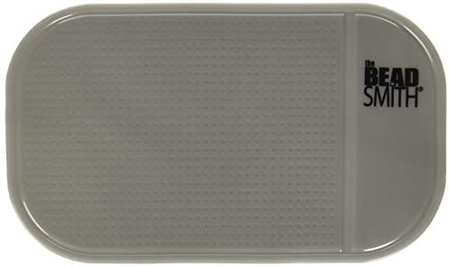 The Beadsmith Sticky Bead Mat – 5.5 x 3.25 inches, Small Size, Grey Color, Anti-Slip Pad, Rinse and Reuse Technology, Ideal for Diamond Painting, Jewelry Making, Beads Sorting