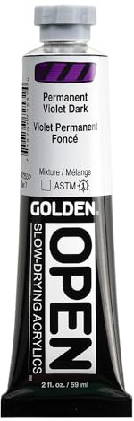 GOLDEN OPEN Slow-Drying Acrylics, Permanent Violet Dark, 2 fl. oz. Tube