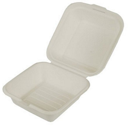 25 Hamburger-Boxen, Zuckerrohr pure 8 cm x 14,4 cm x 15 cm weiss