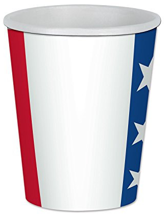 Beistle Patriotic Beverage Cups (8 Pack), 9 oz, Red/White/Blue