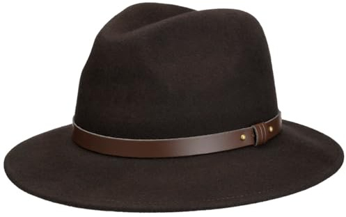 LIERYS Rollhut Herren Filzhut mit Lederband Wasserabweisender Wollfilzhut Rollbarer Traveller breite Krempe Hut Sommer Winter Regen braun S (54-55 cm)