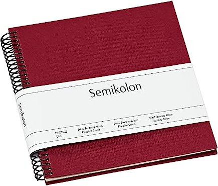 Semikolon 353032 Spiral Album Piccolino - 17 x 17 cm - Fotoalbum, 20 Seiten cremeweiß, Fotobuch, burgundy dunkel-rot