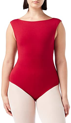 Capezio Boat Neck Camisole Dance Leotard, ENB Collection, Classic, Stretchy, Close-Fitting, Sleeveless, Red Ballet Leotards for Women, Jazz, Contemporary, Tap, Dancing, CC220, Adult Medium, Garnet