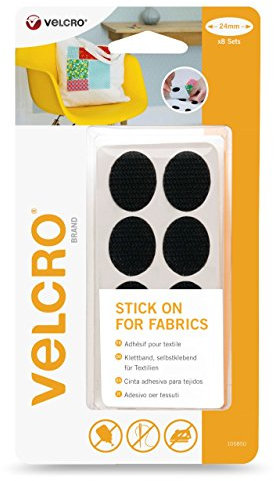 Velcro VEL-EC60413 Brand Stick On für Textilien-Oval 24mm x 8 Sets schwarz, 24mm x 8cm