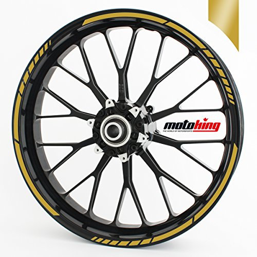 Motoking Adesivi per Il Bordo del cerchione GP - Oro - Kit Completo per Cerchioni da 15 a 19