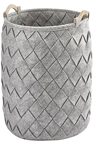 Aquanova Wäschekorb Filzoptik Flechtoptik Amy Dunkelgrau oder Hellgrau, Farbe:Silbergrau