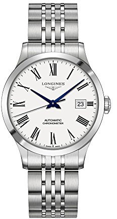 Longines Record Herren-Armbanduhr, automatisch, weißes Zifferblatt, L28204116
