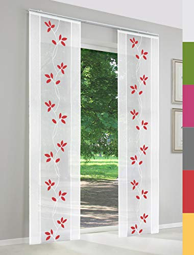 Schiebegardinen nach Maß, Straßburg, hochqualitative Wertarbeit, Maßanfertigung, Schiebevorhang, Raumteiler, Flächenvorhang, halbtransparent, inkl. Laufwagen (230cm Höhe x 60cm Breite/Rot)