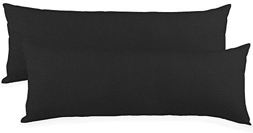 aqua-textil Classic Line Kissenbezug 2er-Set 40 x 200 cm schwarz Baumwolle Seitenschläferkissen Bezug Kissenhülle, Kopfkissenüberzug, Pillowcase, Bettkissen, Kopfkissenbezug, Reißverschluss
