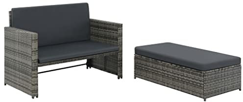 vidaXL Gartensofa 5-TLG. Poly Rattan Grau Lounge Gartenmöbel Gartenset Bank