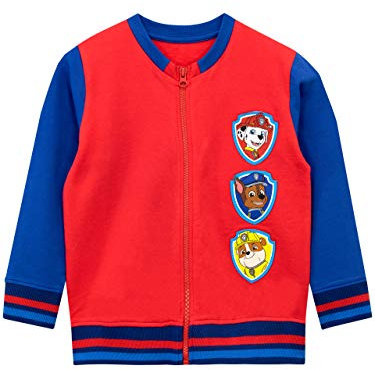Paw Patrol Veste Enfant | Manteau Garcon | Chase Marshall Rubble | Sweat Zippé La Pat' Patrouille - Rouge - 4-5 Ans