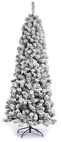 Nataland Albero di Natale Artificiale Slim Verde Innevato Modello Velan Altezza 210 Cm, Abete Super Folto con Effetto Realistico e Rami con Aghi Anticaduta (210 Cm, Velan)