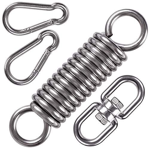 WAREMAID Acero Inoxidable Colgador Saco de Boxeo, Muelle Hamaca Silla Columpio Kit para Colgar, Ganchos Giratorios Suspensión con 2 Mosquetones Resorte para Silla Colgante, Bolsa Pesada, 226kg