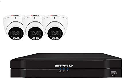 5MP CCTV SYSTEM 4CH DVR COLOUR AT NIGHT 3X CAMERAS WHITE AUDIO MIC BUILT IN KIT SPRO (2TB HDD)