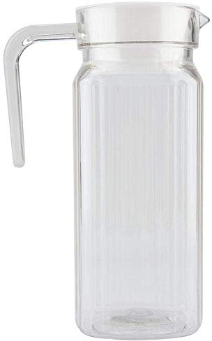 Pichet à Boissons en Acrylique, Réfrigérateur Carafe en Plastique Frigo Pichet avec Couvercle en Blanc et Poignée Carafe à eau pour Eau Thé Glacé/vin/café/lait/jus Carafe de Boisson(800 Ml) 