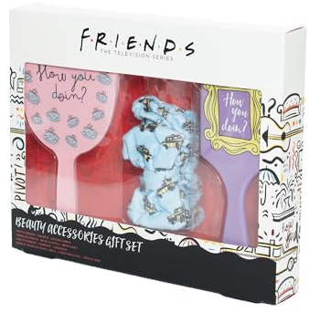 Paladone Friends Beauty Accessories Gift Set | Includes Makeup Hair Band, Paddle Hair Brush, and Hand Held Mirror | Officially Licensed Merchandise, Multicolored