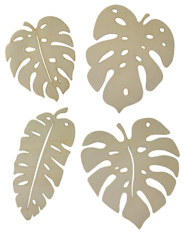 Summer-Ray 20 hojas de Monstera de madera recortadas con láser para manualidades, decoración de fiesta, decoración de habitación