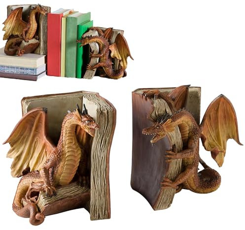 Drachen Dekorative Buchstütze, 1 Paar Vintage Regal Dekor Gothic Drache Buchstützen Mittelalter Böser Drache Buchstützen Drachen Bücherregal Dekorationen