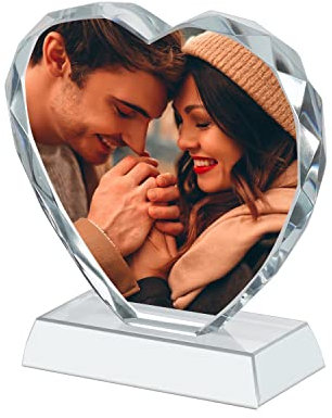 Personnalisé Cadre Photo en Verre DIY avec Votre Photo ou Image Lithographie Personnalisé sur Verre Impression Personnalisé Cristal Cadeau Anniversaire Saint Valentin Noël Fête des Mères/Pères